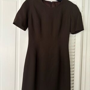 Little brown dress with blazer.